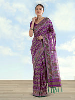 Thumbnail for Monjolika Fashion Purple Satin Silk Saree With Patola Work And Elephant Motifs - Distacart