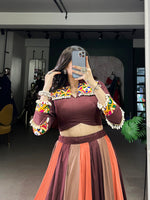 Thumbnail for Lorenvalley Fashion Multicolor Pure Rayon Embossed Design Lace Touch Up Lehenga Choli