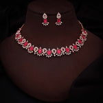 Thumbnail for Tehzeeb Creations Pink Colour Ad Studded Necklace Jewellery Set With Matching Earrings For Women And Girls - Distacart