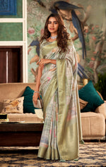 Thumbnail for Anaita Grey Designer Digital Printed Soft Silk Saree With Blouse - Distacart