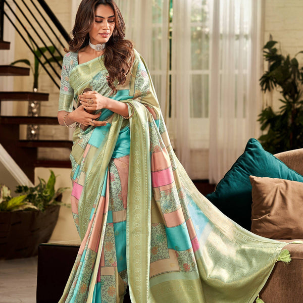 Anaita Multicolor Designer Digital Printed Soft Silk Saree With Blouse - Distacart