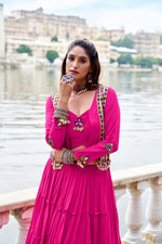 Thumbnail for Lorenvalley Fashion Pink Pure Rayon Plain Frill Lehenga Choli with Koti