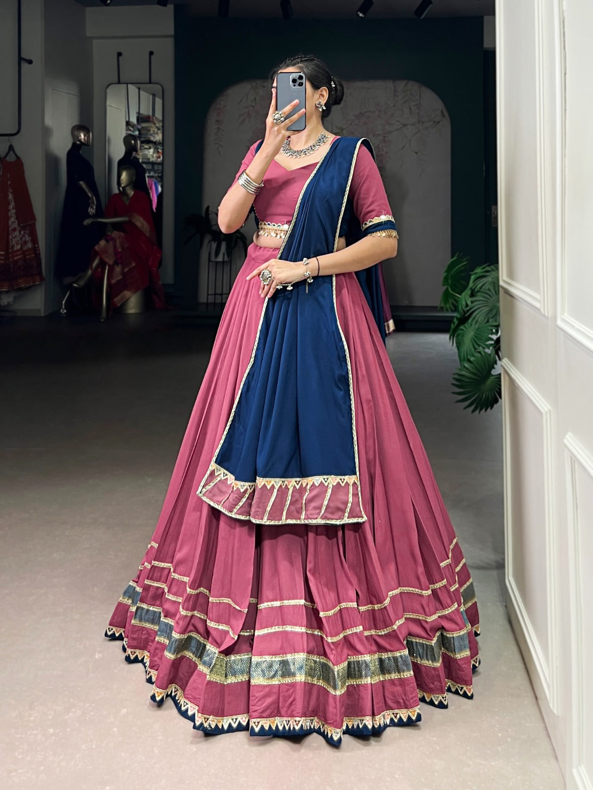 Lorenvalley Fashion Peach Pure Rayon Lace Touch Up Lehenga Choli with Dupatta