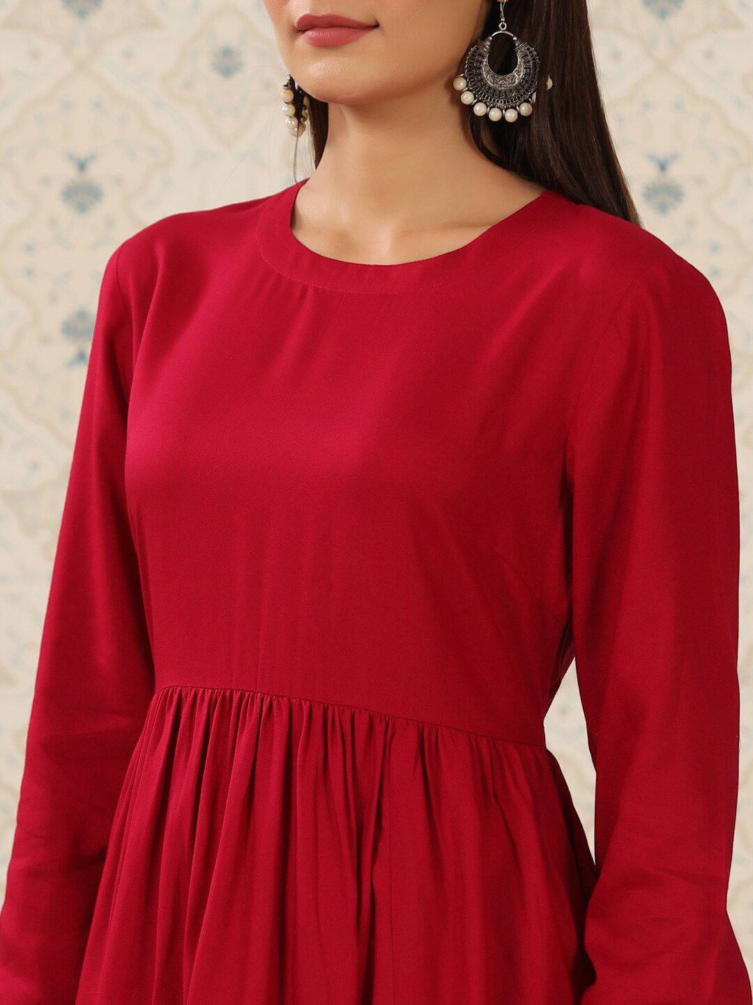 Ode by House of Pataudi Puff Sleeves A-Line Kurta - Distacart