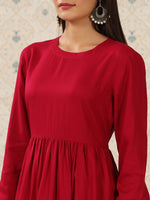 Thumbnail for Ode by House of Pataudi Puff Sleeves A-Line Kurta - Distacart