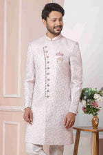 Thumbnail for Raivat Ethnic Jacquard Silk Thread Work Indo Western In Onion Pink Colour - Distacart