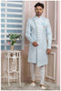 Raivat Ethnic Jacquard Silk Thread Work Indo Western In Sky Blue Colour - Distacart
