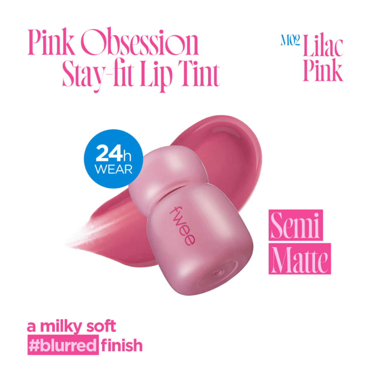 fwee Pink Obsession Stay-Fit Lip Tint - M02 Lilac Pink