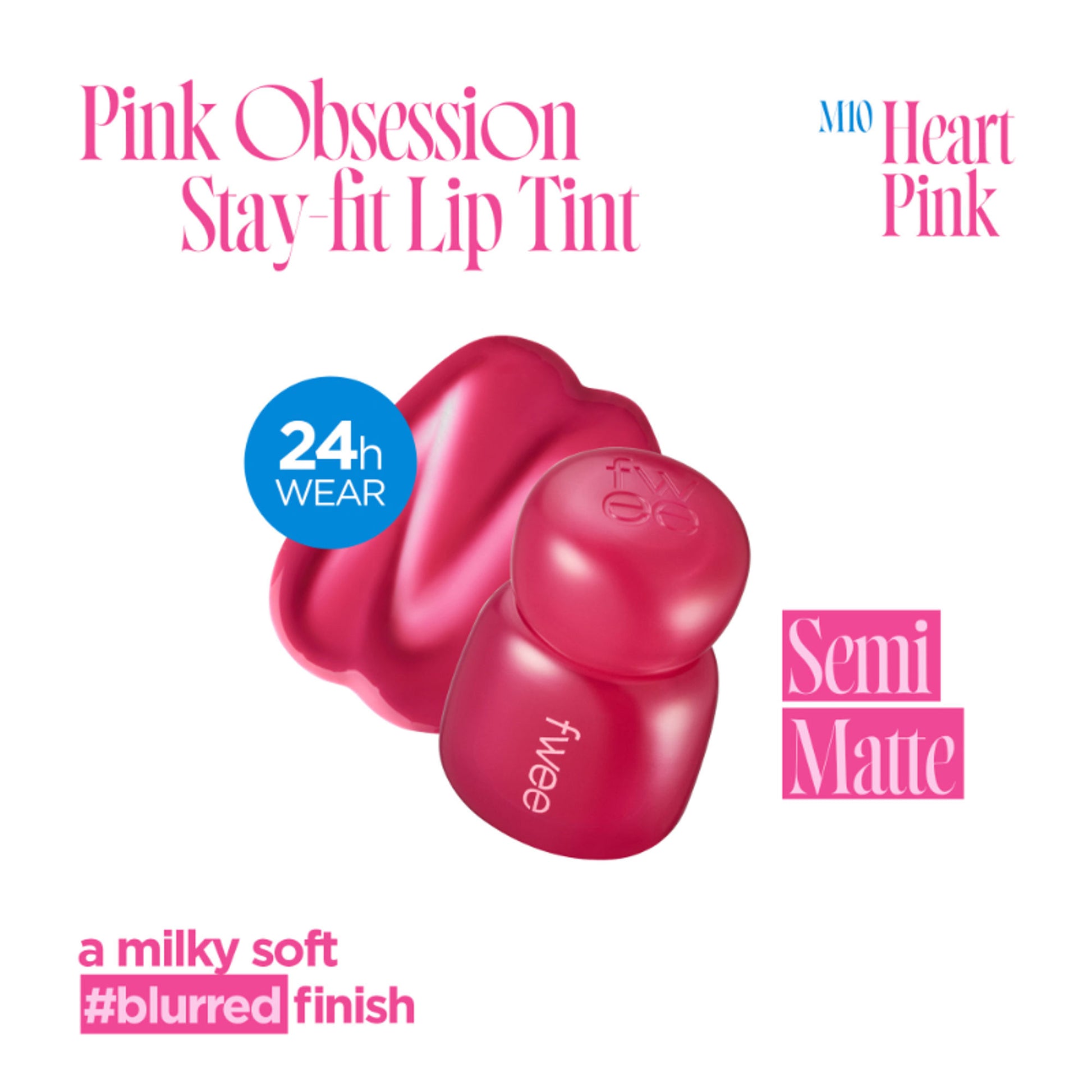 fwee Pink Obsession Stay-Fit Lip Tint - M10 Heart Pink