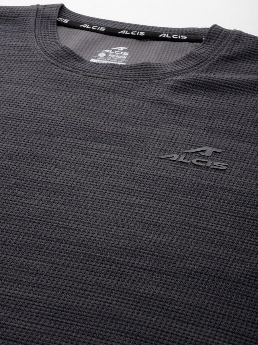 Alcis Men Typography Printed Dry Tech Slim Fit Sports T-shirt - Distacart