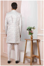 Thumbnail for Raivat Ethnic Jacquard Silk Thread Work Indo Western In Light Grey Colour - Distacart