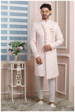 Thumbnail for Raivat Ethnic Jacquard Silk Thread Work Indo Western In Pink Colour - Distacart