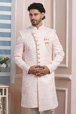 Thumbnail for Raivat Ethnic Jacquard Silk Thread Work Indo Western In Pink Colour - Distacart