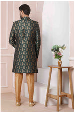 Thumbnail for Raivat Ethnic Jacquard Silk Thread Work Indo Western In Green Colour - Distacart