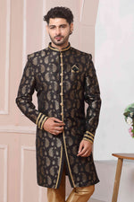 Thumbnail for Raivat Ethnic Jacquard Silk Thread Work Indo Western In Black Colour - Distacart