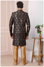 Thumbnail for Raivat Ethnic Jacquard Silk Thread Work Indo Western In Black Colour - Distacart
