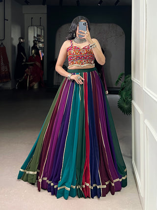 Lorenvalley Fashion Multicolor Georgette Lace Touch Up Lehenga Choli