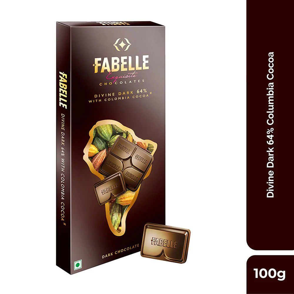 Fabelle Divine Dark 64% With Colombia Cocoa - Dark Chocolate Luxury Bar - Distacart