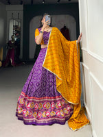 Thumbnail for Lorenvalley Purple Tussar Silk Bandhej and Patola Print with Foil Work Lehenga Choli with Dupatta
