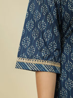 Thumbnail for Aramya Straight Soft Cotton Block Print Women's Kurta - Blue - Distacart