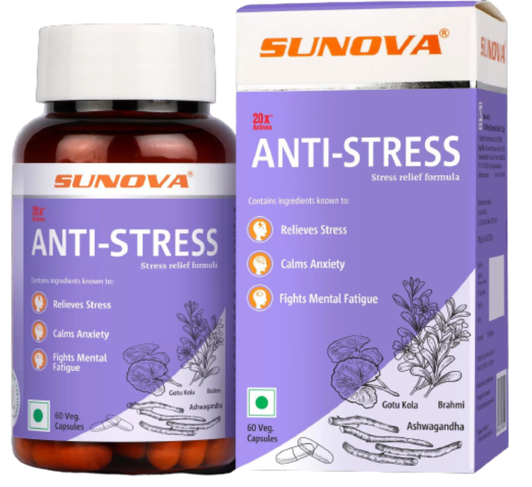 Sunova Anti-Stress (Stress Relief Formula), 60 Capsules - Distacart