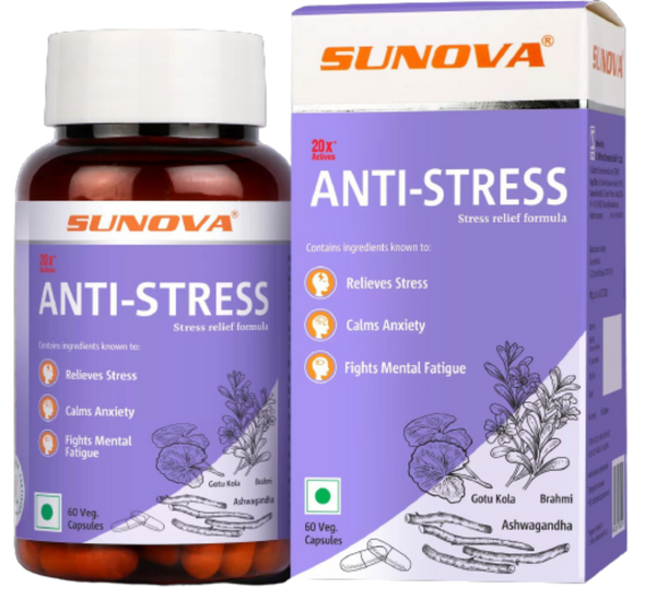 Sunova Anti-Stress (Stress Relief Formula), 60 Capsules - Distacart