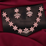 Thumbnail for Tehzeeb Creations Baby Pink Colour Star Design Stone Studded Necklace With Earrings - Distacart