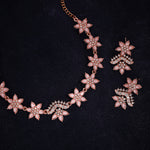 Thumbnail for Tehzeeb Creations Baby Pink Colour Star Design Stone Studded Necklace With Earrings - Distacart