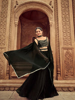 Thumbnail for Anaita Black Georgette Lehenga Choli With Hand Work - Distacart