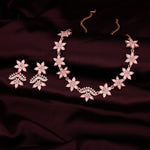 Thumbnail for Tehzeeb Creations Baby Pink Colour Star Design Stone Studded Necklace With Earrings - Distacart