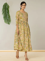 Thumbnail for Yufta Green Pure Cotton Dori Embroidery Dress - Distacart
