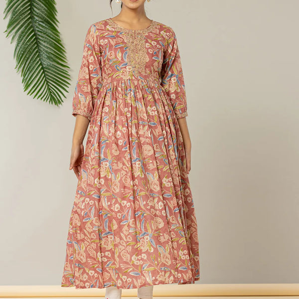 Yufta Pink Pure Cotton Sequins_Work Dress - Distacart