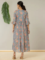 Thumbnail for Yufta Blue Pure Cotton Beads And Stones Gathers Angrakha Dress - Distacart