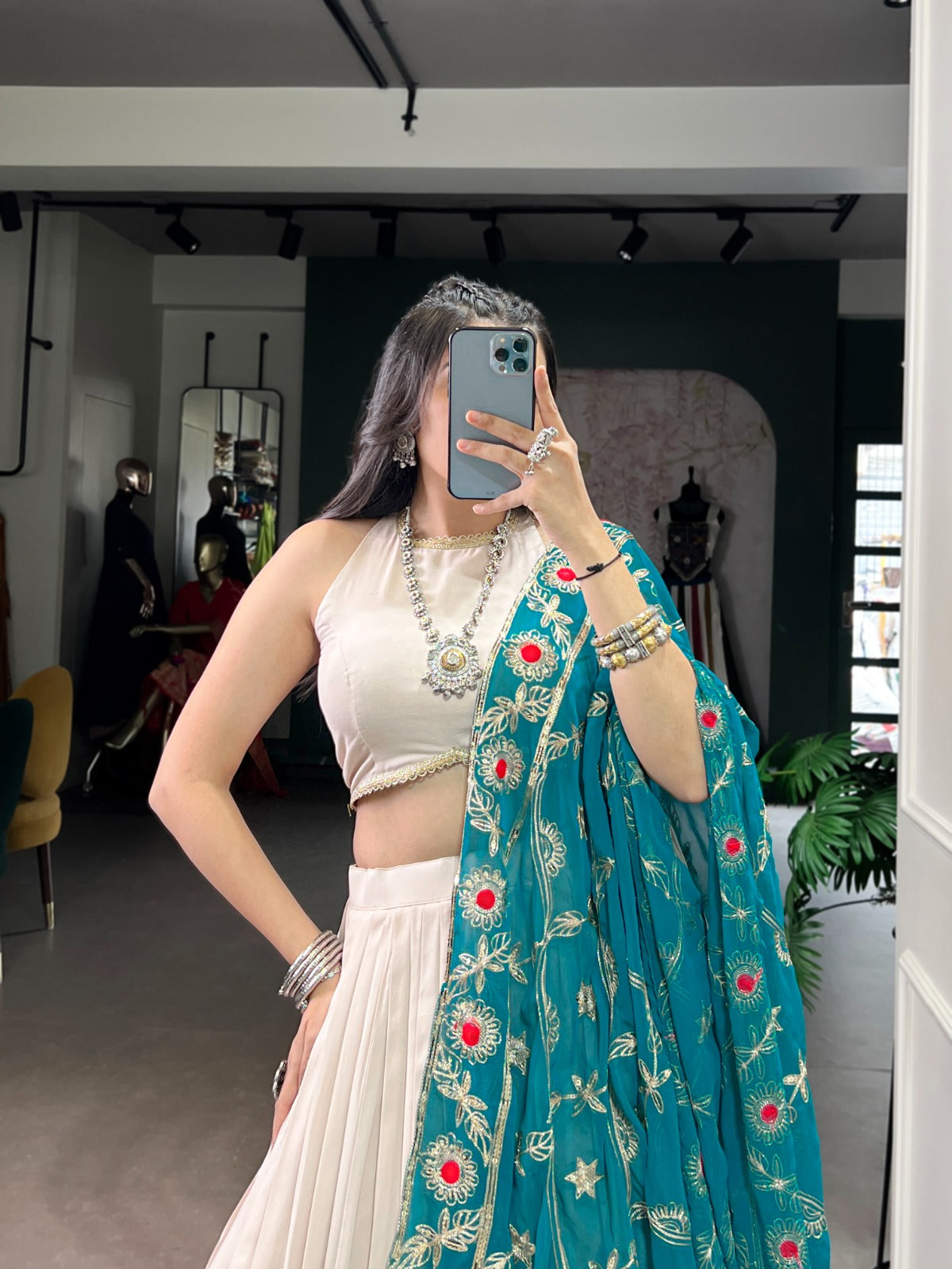 Lorenvalley Fashion Offwhite Pure Rayon Lace Touch Up Lehenga Choli with Dupatta