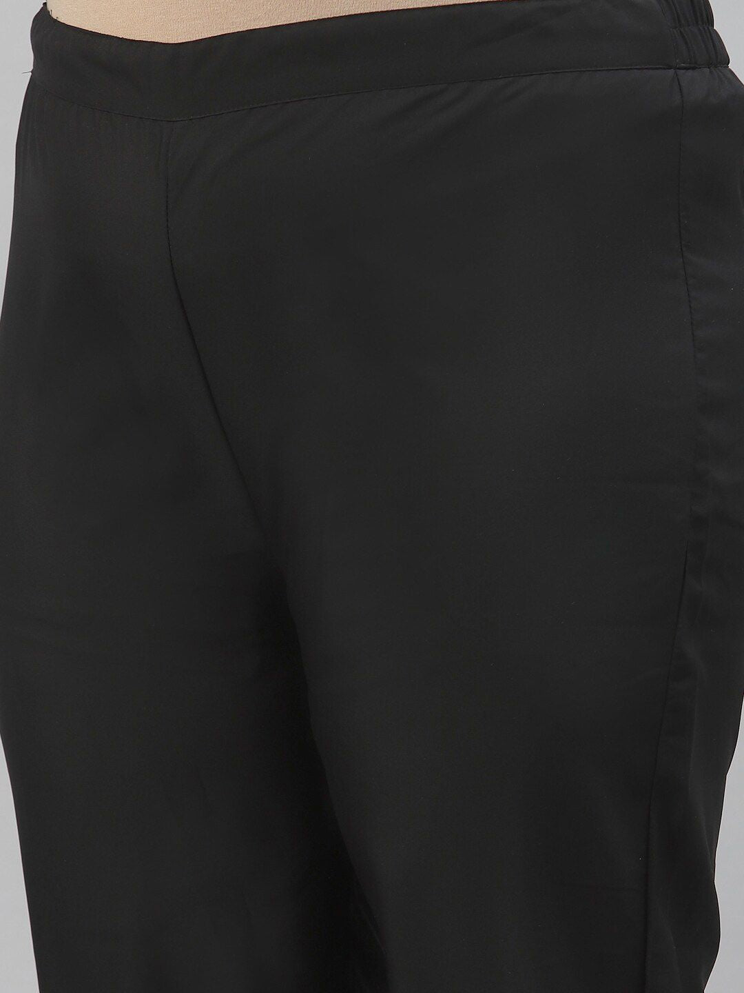 Sztori Plus Size Ethnic Motif Foil Printed Straight Georgette Kurta with Trousers - Distacart