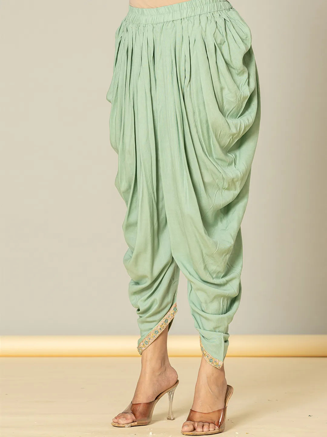 Yufta Green Cotton Embroidery A-Line Kurta Dupatta Set
