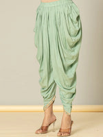 Thumbnail for Yufta Green Cotton Embroidery A-Line Kurta Dupatta Set