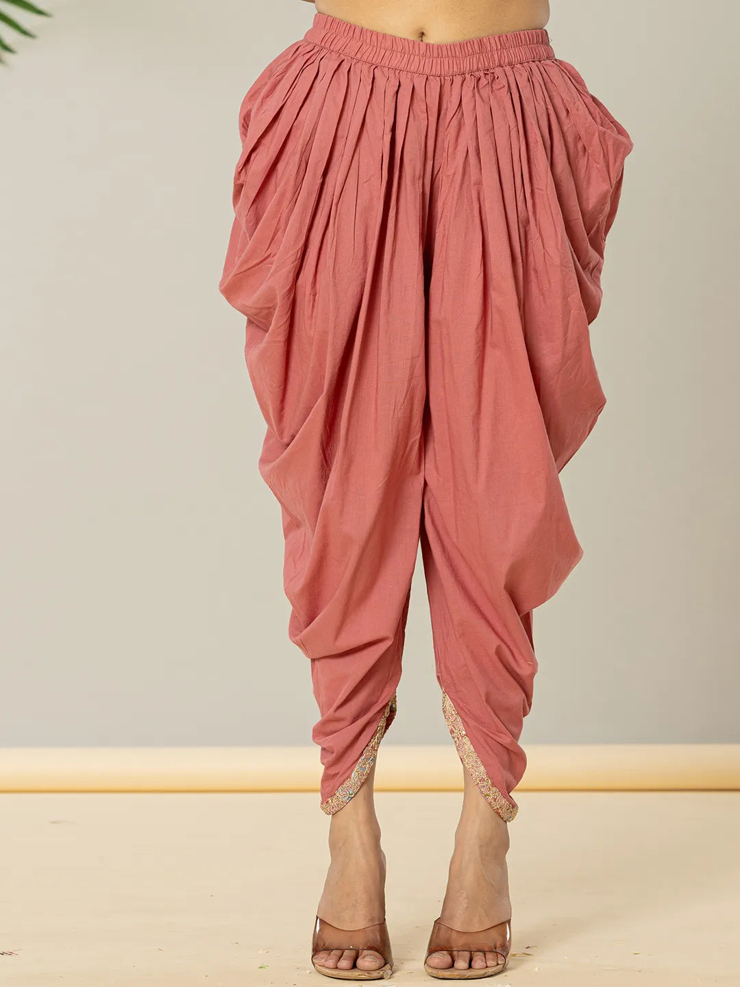 Yufta Pink Cotton Embroidery A-Line Kurta Dupatta Set