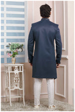 Thumbnail for Raivat Ethnic Jacquard Silk Thread Work Indo Western In Blue Colour - Distacart