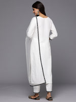 Thumbnail for Indo Era White Embroidered Straight Kurta Trousers With Dupatta Set - Distacart