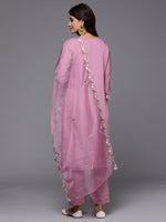 Thumbnail for Indo Era Lavender Embroidered Straight Kurta Trousers With Dupatta Set - Distacart