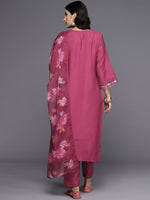 Thumbnail for Indo Era Pink Embroidered A-Line Kurta Trousers With Dupatta Set - Distacart