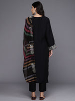 Thumbnail for Indo Era Black Embroidered Straight Kurta Trousers With Dupatta Set - Distacart