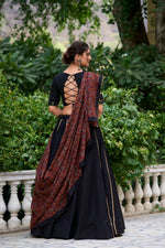 Thumbnail for Lorenvalley Black Pure Cotton Plain With Gota Patti Touch Up Lehenga Choli - Distacart