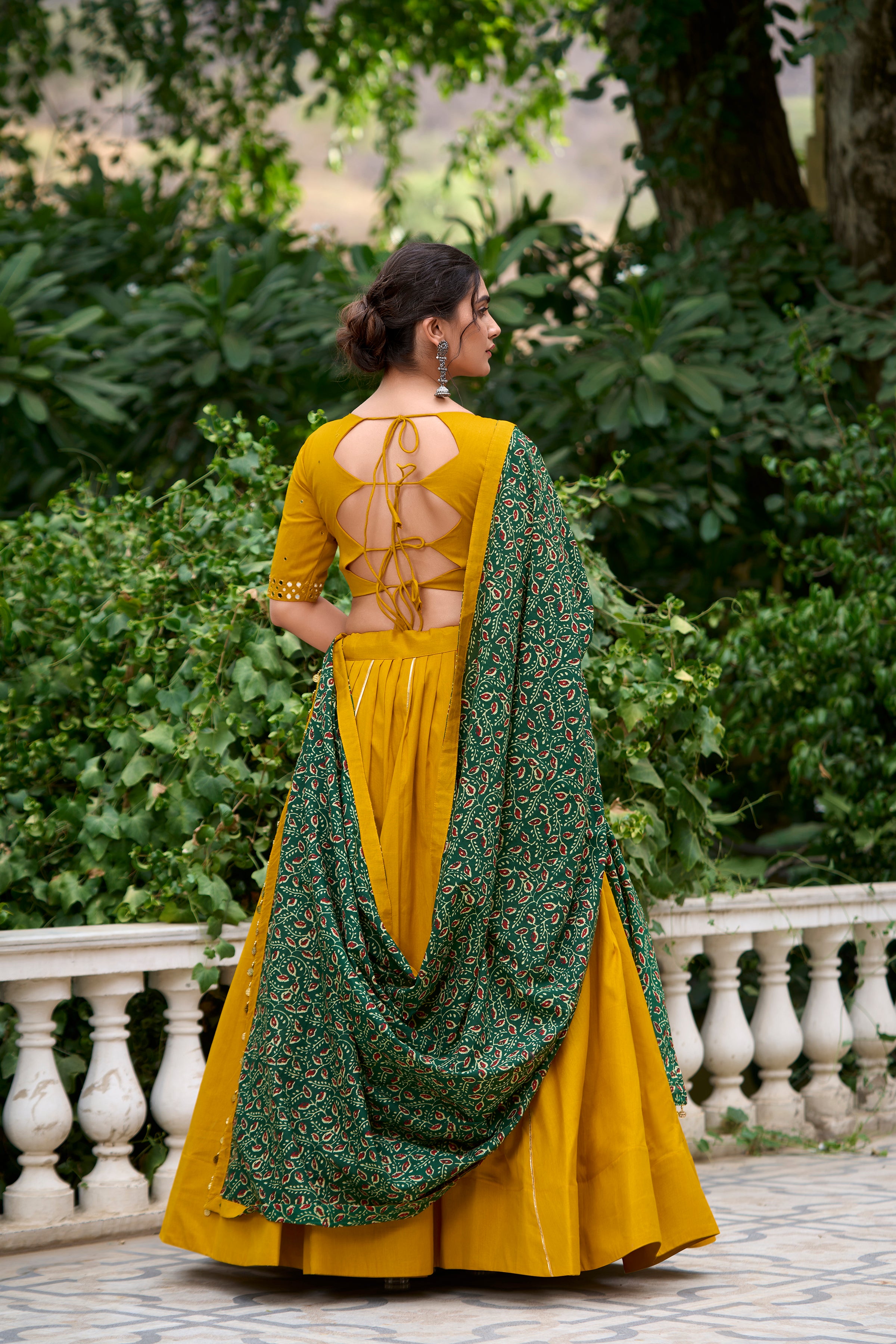 Lorenvalley Mustard Pure Cotton Plain With Gota Patti Touch Up Lehenga Choli - Distacart