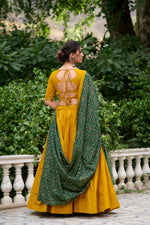 Thumbnail for Lorenvalley Mustard Pure Cotton Plain With Gota Patti Touch Up Lehenga Choli - Distacart