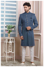 Thumbnail for Raivat Ethnic Jacquard Silk Thread Work Indo Western In Grey Colour - Distacart