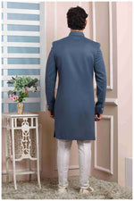 Thumbnail for Raivat Ethnic Jacquard Silk Thread Work Indo Western In Grey Colour - Distacart