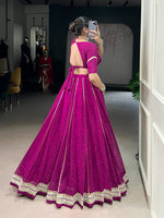 Thumbnail for Lorenvalley Fashion Wine Chiffon Bandhej Print with Sequins and Gotta Patti Lace Touch Up Lehenga Choli
