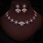 Thumbnail for Tehzeeb Creations Blue Colour Star Design Stone Studded Necklace With Earrings - Distacart